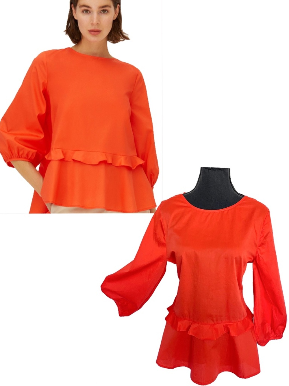 NEW Harshman Arpina Top Coral Cotton Puff Sleeve Quiet Luxury Coastal TieBack XS